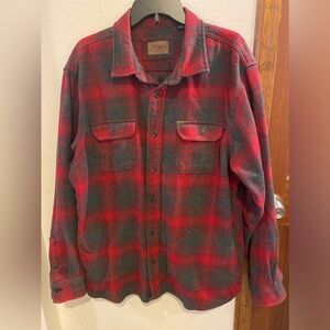 Orvis men’s plaid flannel shaket shirt top jacket XXL red gray warm lightweight